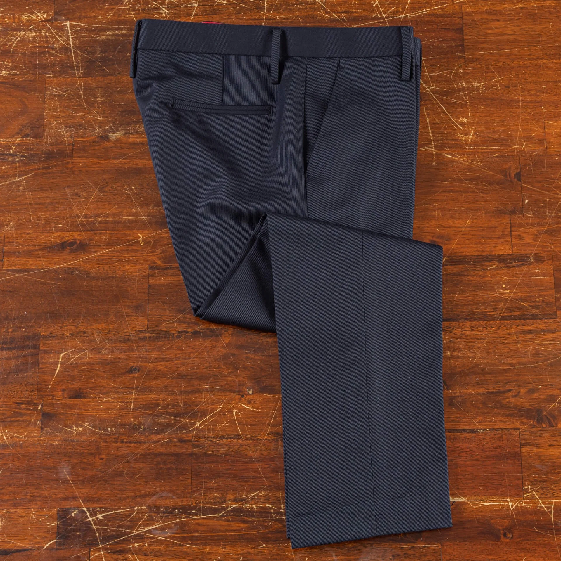 【タグ付き】cornier worsted wool slacks navy Trousers Dark Blue Whipcord Super 120's Worsted Wool — De Oost